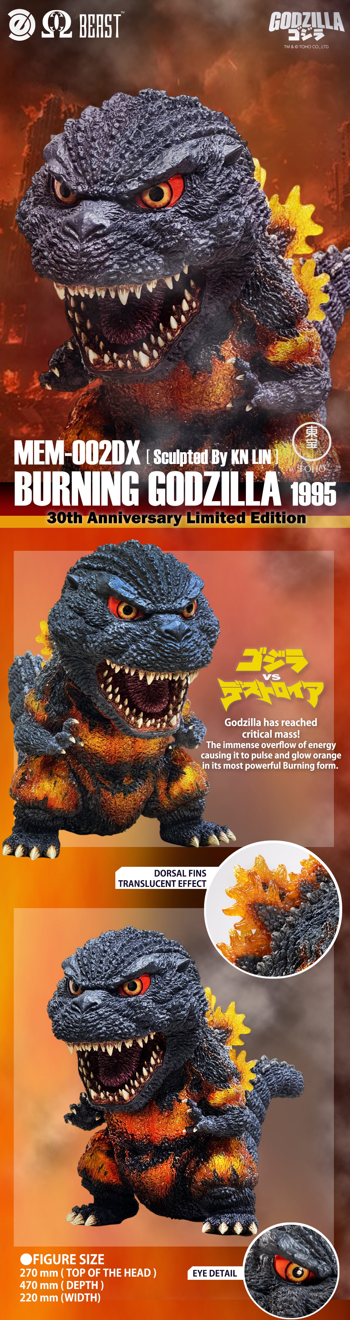 EZHobi Mega Eggmon Burning Godzilla 1995 DX Ver with Super X3