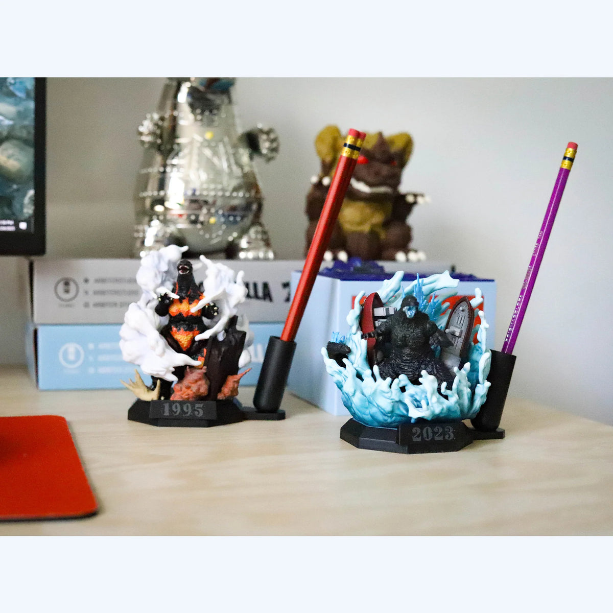 Godzilla Desktop Monster Pen Stand - Set of 4 (1954, 1995, 2016, 2023)